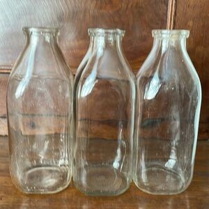 (3) Vintage 1 quart milk bottles